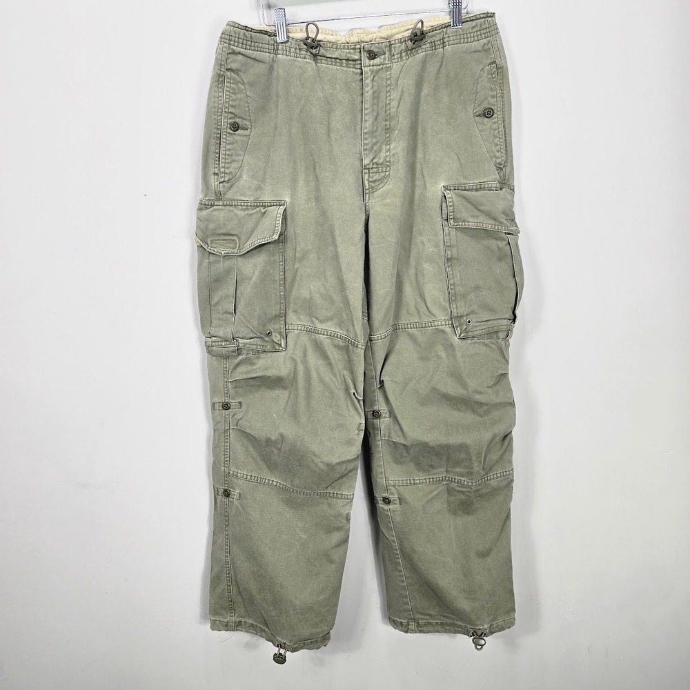 Vintage Y2K Gap Cargo Utility Pants M Green Parachute Gorpcore Double Seat Rare